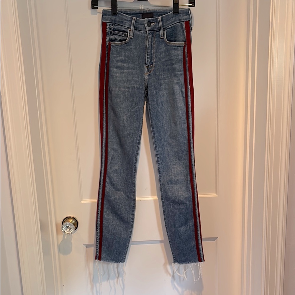 Mother The Looker Ankle Fray jeans in color Keeping Love Alive Racer